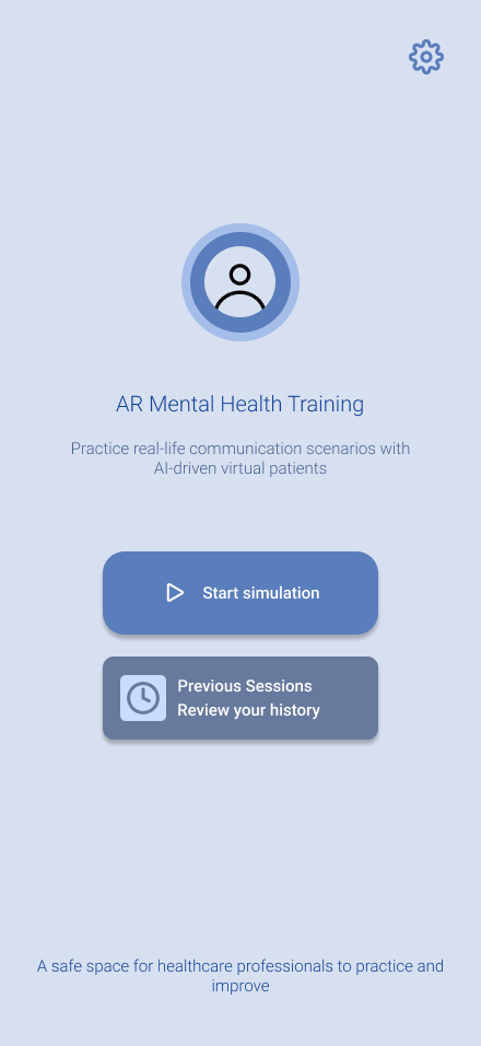 AR Mental Health Training home screen