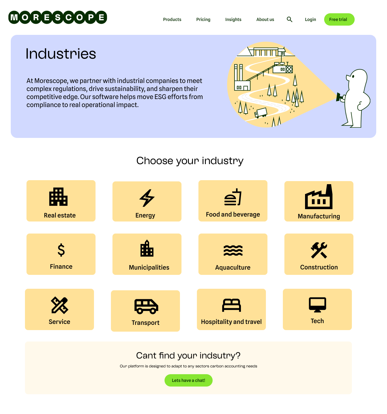 Morescope Industries page design