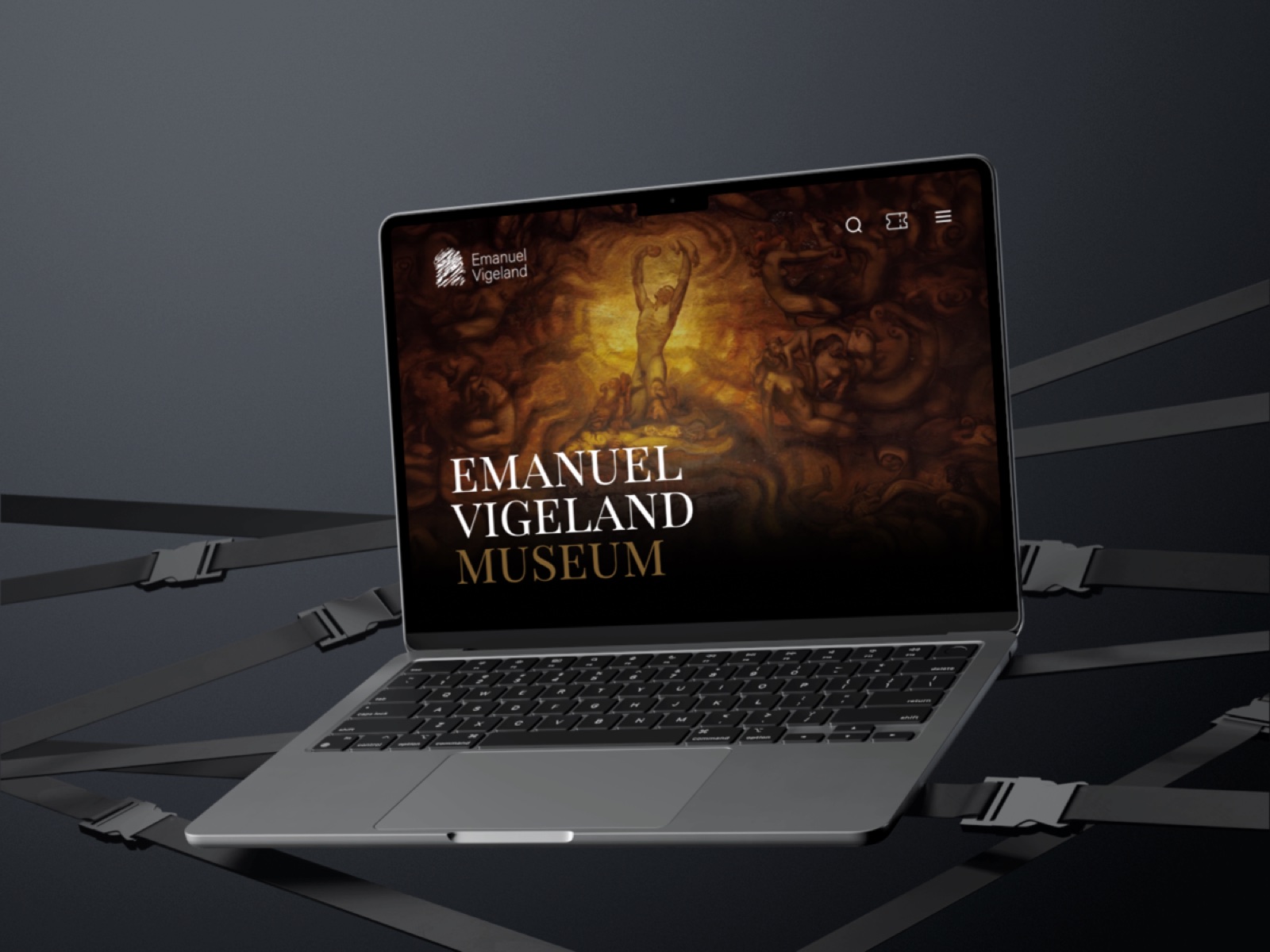 The Emanuel Vigeland Museum site on a laptop